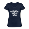 Frauen-T-Shirt mit V-Ausschnitt: I don´t like morning people or mornings or people - Navy