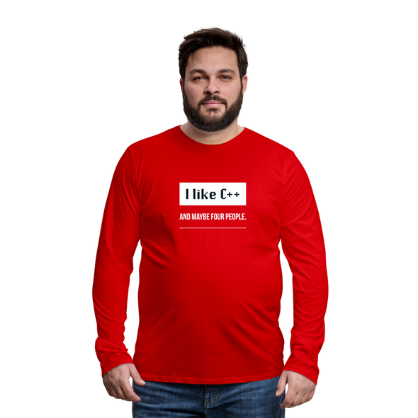 Männer Premium Langarmshirt: I like C++ and maybe four people - Rot