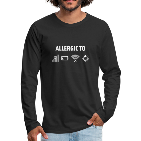 Männer Premium Langarmshirt: Allergic to (Ladebalken, leerer Akku, kein Empfang, Kein Wlan) - Schwarz