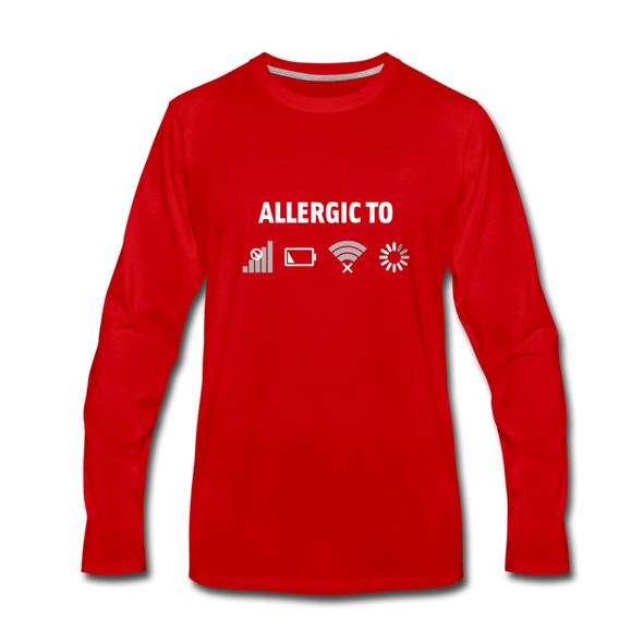 Männer Premium Langarmshirt: Allergic to (Ladebalken, leerer Akku, kein Empfang, Kein Wlan) - Rot