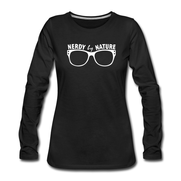 Frauen Premium Langarmshirt: Nerdy by nature - Schwarz