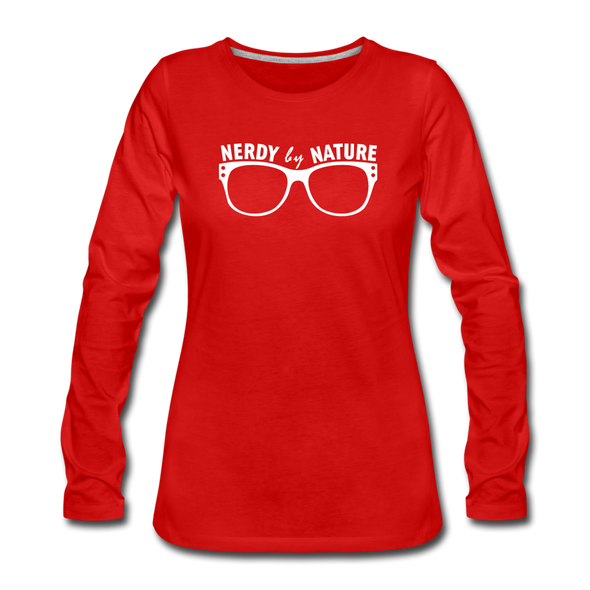Frauen Premium Langarmshirt: Nerdy by nature - Rot