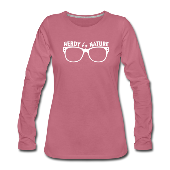 Frauen Premium Langarmshirt: Nerdy by nature - Malve