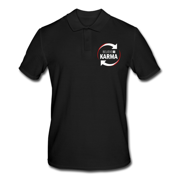 Männer Poloshirt: Believe in Karma - Schwarz