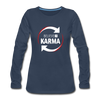 Frauen Premium Langarmshirt: Believe in Karma - Navy