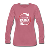 Frauen Premium Langarmshirt: Believe in Karma - Malve