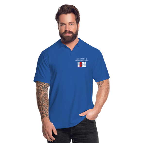 Männer Poloshirt: Ich kaufe ein i und möchte lösen: Fick Dich - Royalblau