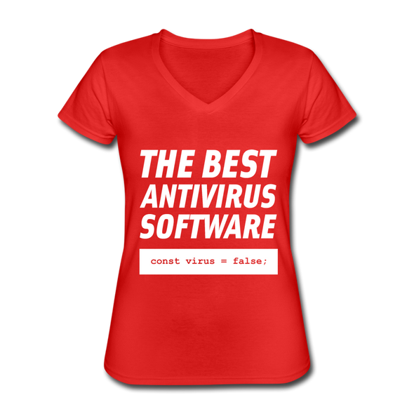 Frauen-T-Shirt mit V-Ausschnitt: The best antivirus software - Rot