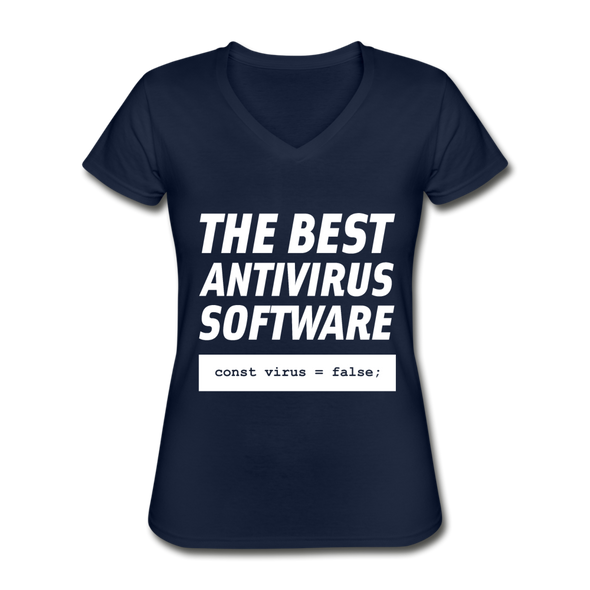 Frauen-T-Shirt mit V-Ausschnitt: The best antivirus software - Navy