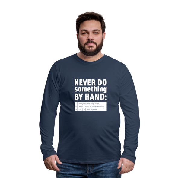 Männer Premium Langarmshirt: Never do something by hand. - Navy