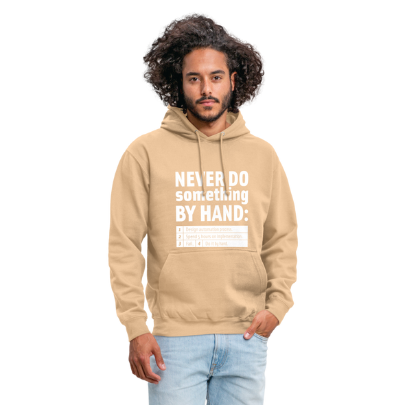 Unisex Hoodie: Never do something by hand. - Beige