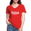 Frauen-T-Shirt mit V-Ausschnitt: Darf ich Ihnen das Tschüss anbieten? - Rot