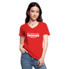 Frauen-T-Shirt mit V-Ausschnitt: Darf ich Ihnen das Tschüss anbieten? - Rot