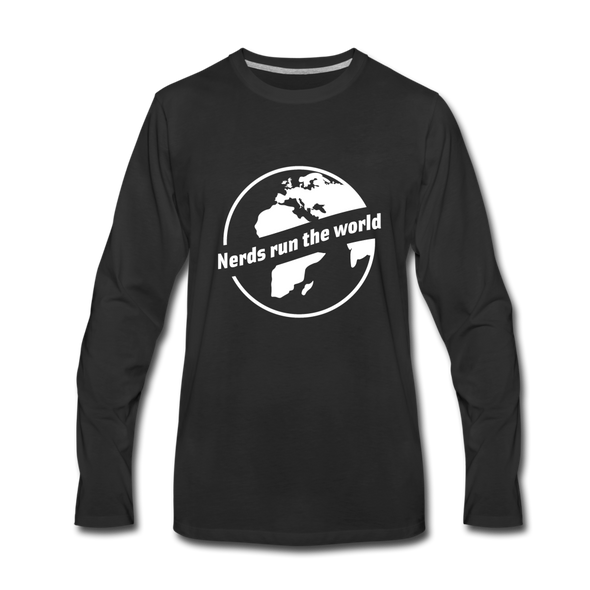Männer Premium Langarmshirt: Nerds run the world. - Schwarz