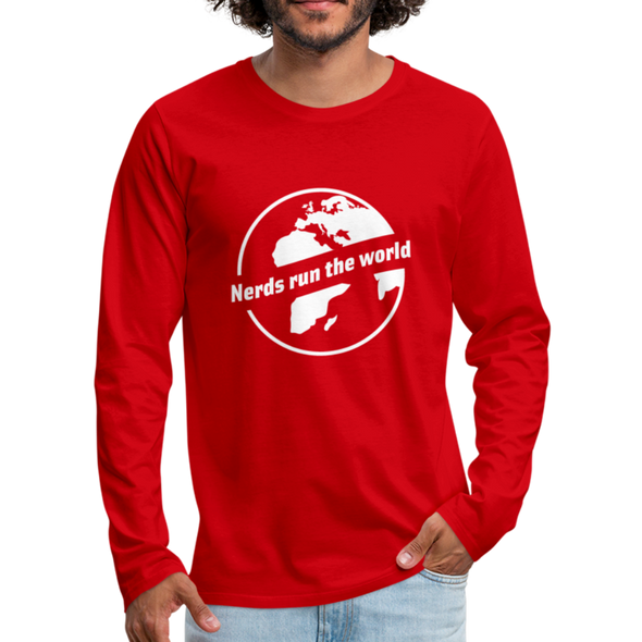 Männer Premium Langarmshirt: Nerds run the world. - Rot