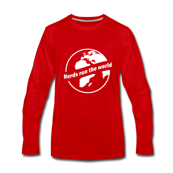 Männer Premium Langarmshirt: Nerds run the world. - Rot