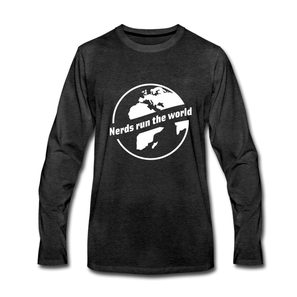 Männer Premium Langarmshirt: Nerds run the world. - Anthrazit