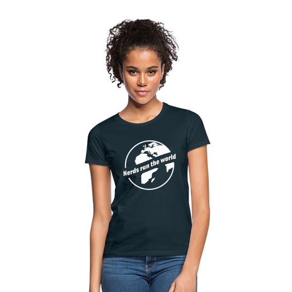 Frauen T-Shirt: Nerds run the world. - Navy