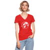 Frauen-T-Shirt mit V-Ausschnitt: Nerds run the world. - Rot