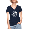 Frauen-T-Shirt mit V-Ausschnitt: Nerds run the world. - Navy