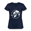 Frauen-T-Shirt mit V-Ausschnitt: Nerds run the world. - Navy