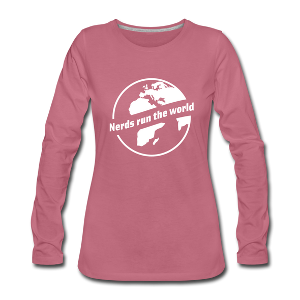 Frauen Premium Langarmshirt: Nerds run the world. - Malve