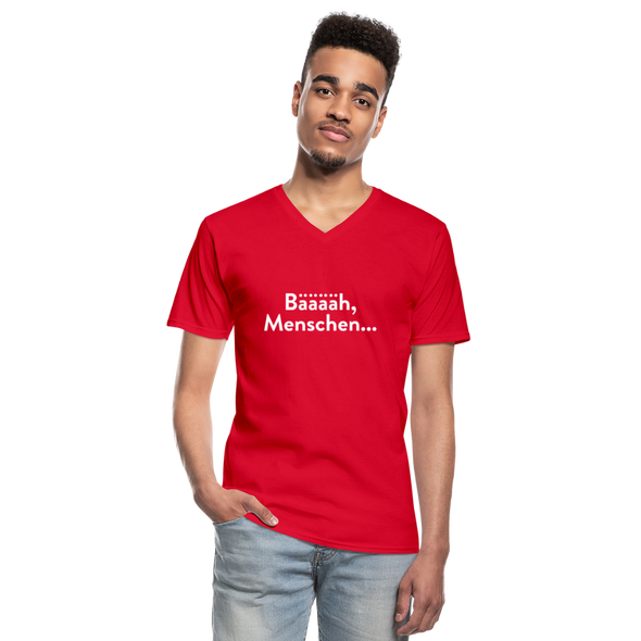 Männer-T-Shirt mit V-Ausschnitt: Bääääh, Menschen... - Rot