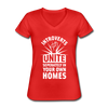 Frauen-T-Shirt mit V-Ausschnitt: Introverts unite separately in your own homes. - Rot