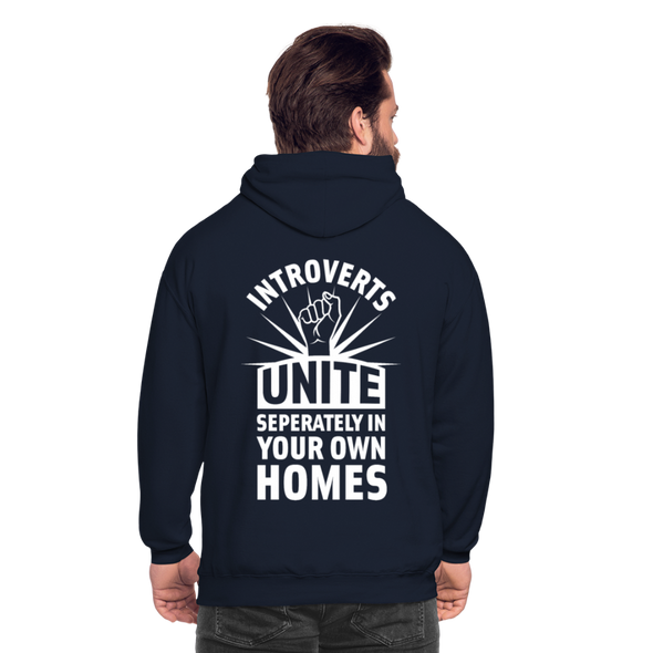 Unisex Hoodie: Introverts unite separately in your own homes. - Navy