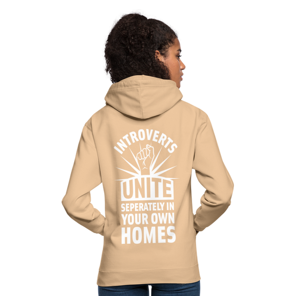 Unisex Hoodie: Introverts unite separately in your own homes. - Beige