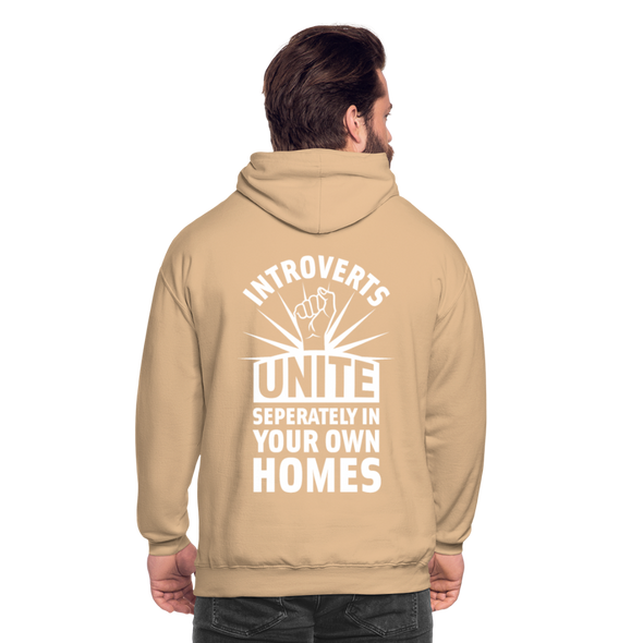 Unisex Hoodie: Introverts unite separately in your own homes. - Beige