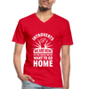 Männer-T-Shirt mit V-Ausschnitt: Introverts – We´re here. We feel uneasy and … - Rot