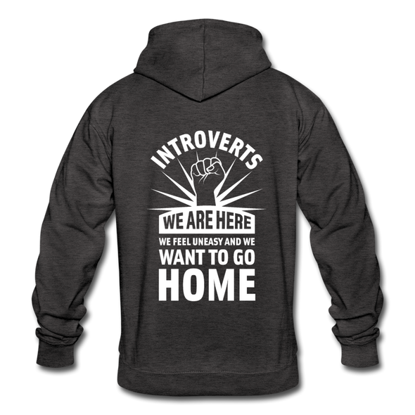 Unisex Hoodie: Introverts – We´re here. We feel uneasy and … - Anthrazit