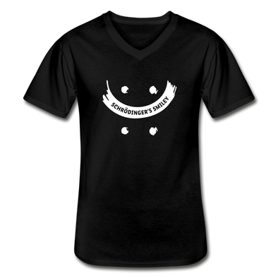 Männer-T-Shirt mit V-Ausschnitt: Schrödinger´s smiley - Schwarz