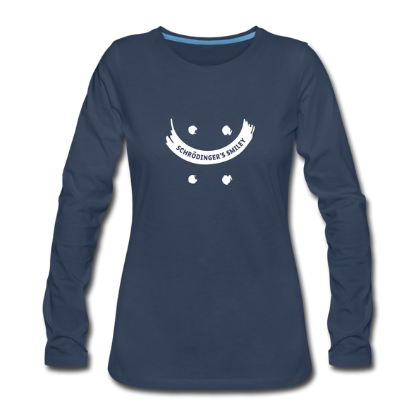 Frauen Premium Langarmshirt: Schrödinger´s smiley - Navy