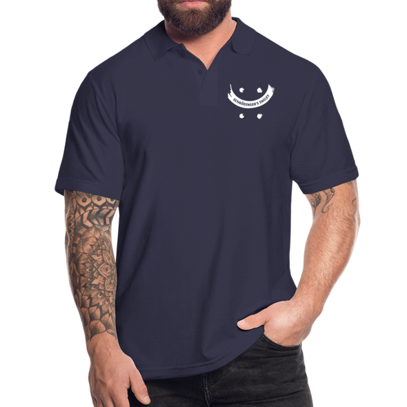 Männer Poloshirt: Schrödinger´s smiley - Navy