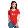 Frauen-T-Shirt mit V-Ausschnitt: Schrödinger´s smiley - Rot