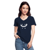 Frauen-T-Shirt mit V-Ausschnitt: Schrödinger´s smiley - Navy