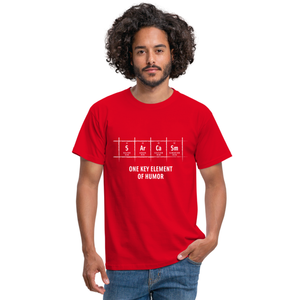 Männer T-Shirt: S Ar Ca Sm: One key element of humor - Rot