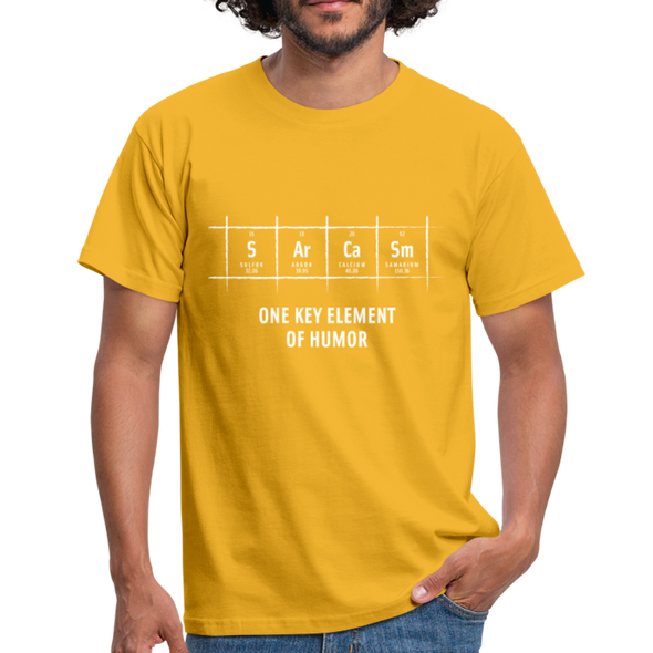 Männer T-Shirt: S Ar Ca Sm: One key element of humor - Gelb