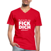 Männer-T-Shirt mit V-Ausschnitt: Darf ich Dir das Fick Dich anbieten? - Rot