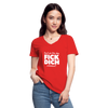 Frauen-T-Shirt mit V-Ausschnitt: Darf ich Dir das Fick Dich anbieten? - Rot