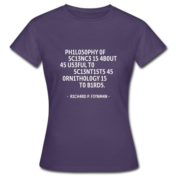 Frauen T-Shirt: Philosophy of science is about as useful … - Dunkellila