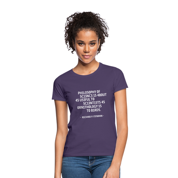 Frauen T-Shirt: Philosophy of science is about as useful … - Dunkellila