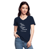 Frauen-T-Shirt mit V-Ausschnitt: Facts are not science – as the dictionary is not … - Navy