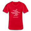 Männer-T-Shirt mit V-Ausschnitt: The distance between insanity and genius … - Rot