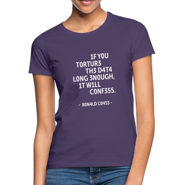 Frauen T-Shirt: If you torture the data long enough, it will confess. - Dunkellila