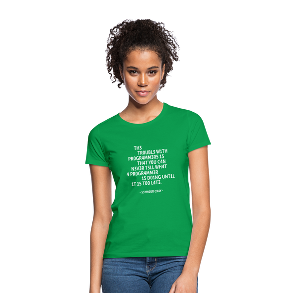 Frauen T-Shirt: The trouble with programmers is that … - Kelly Green
