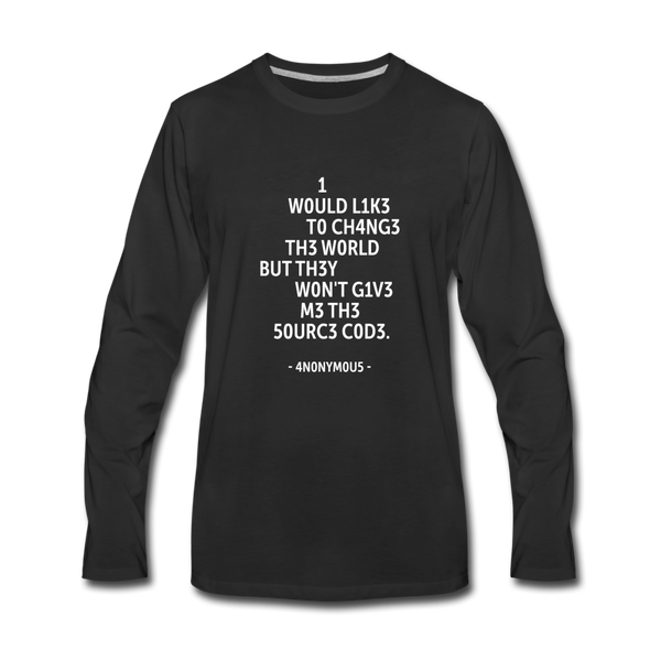 Männer Premium Langarmshirt: I would like to change the world but they … - Schwarz