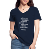 Frauen-T-Shirt mit V-Ausschnitt: I would like to change the world but they … - Navy